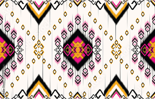 Ikat paisley. Geometric ethnic pattern oriental African American Pakistan,Asia,Aztec motif textile and bohemian.design for background, wallpaper,carpet print, fabric, batik.Ikat pattern illustration. 