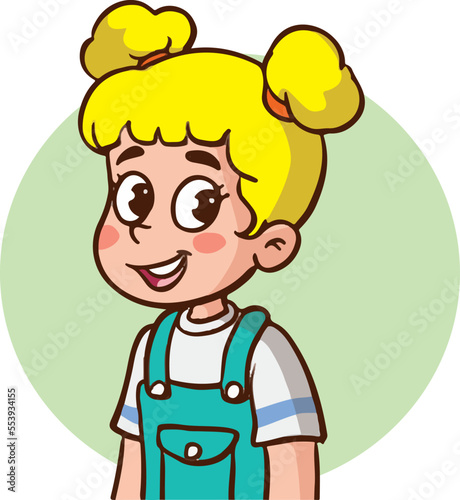 portrait of cute little children cartoon vector illustration