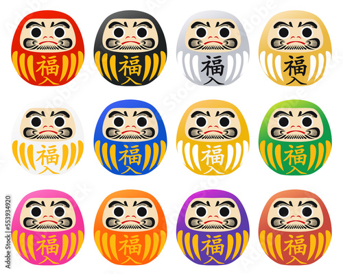 Wallpaper Mural 12色の達磨　イラスト素材 Torontodigital.ca