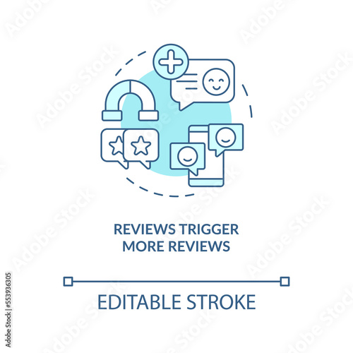 Wallpaper Mural Reviews trigger more reviews turquoise concept icon. Social media. Customer feedback abstract idea thin line illustration. Isolated outline drawing. Editable stroke. Arial, Myriad Pro-Bold fonts used Torontodigital.ca
