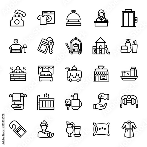 hotel service icons set illustration vector graphic