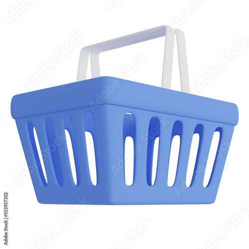 3D style shopping basket with transparent background. 3D rendering. 3d illustration.