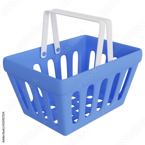 3D style shopping basket with transparent background. 3D rendering. 3d illustration.