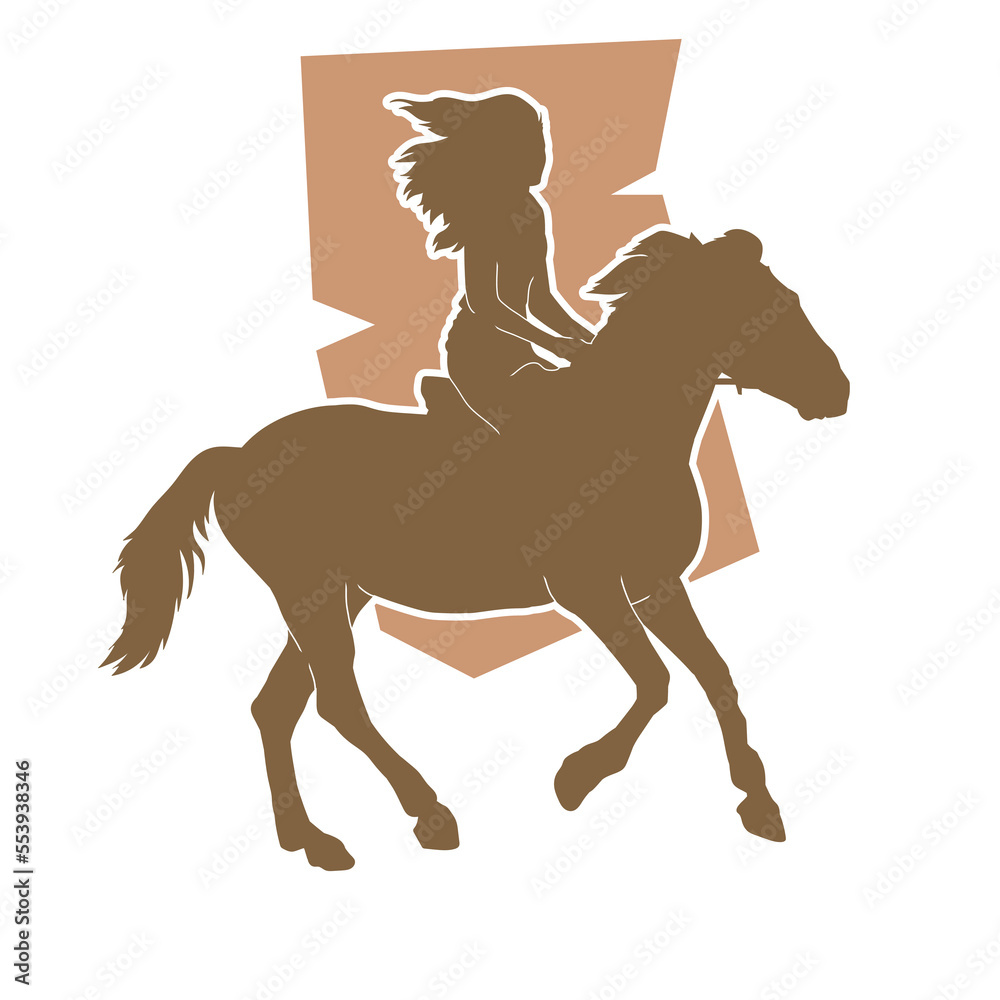 Silhouette of a young girl riding a horse isolated vector silhouette. Silhouette of a young girl riding a horse isolated vector silhouette.