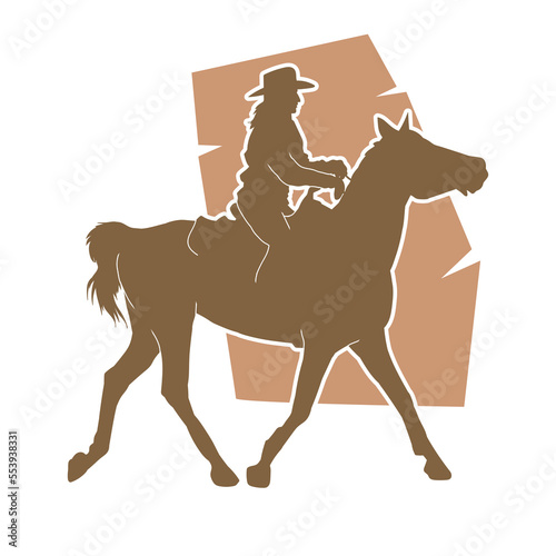 Silhouette of a cowboy riding a horse isolated vector silhouette.