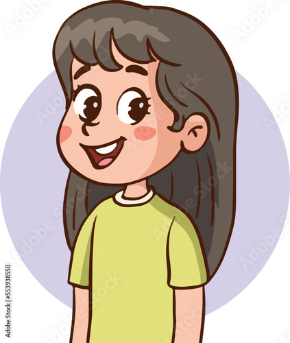 portrait of cute little children cartoon vector illustration