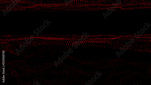 Wave of dots and weave lines. Abstract background. Network connection structure. 3d rendering.