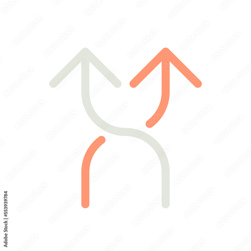 Highway intersection ahead arrows flat color ui icon. Reaching destination. Road sign. Driving car. Simple filled element for mobile app. Colorful solid pictogram. Vector isolated RGB illustration Highway intersection ahead arrows flat color ui icon. Reaching destination. Road sign. Driving car. Simple filled element for mobile app. Colorful solid pictogram. Vector isolated RGB illustration