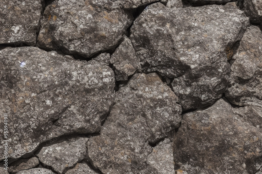 Macro photo of a stone wall in Ireland