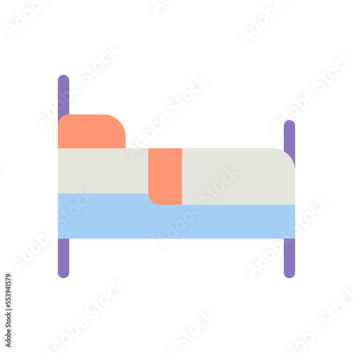 Finding bed to sleep flat color ui icon. GPS navigation. Rest area and hotel. Homeless shelter. Simple filled element for mobile app. Colorful solid pictogram. Vector isolated RGB illustration