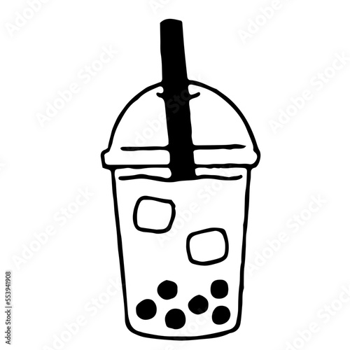 Bubble tea cartoon vector illustration in minimal design