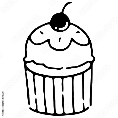 Cupcake cartoon vector illustration in minimal design