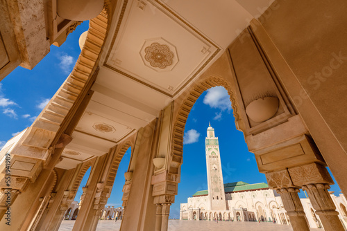 Mosque Hassan II in Casablanca, Morocco. Beautiful Islamic landmark in North Africa