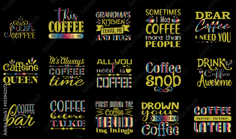 Naklejka premium Coffee Quotes SVG Bundle 02