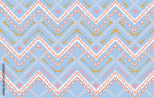 Ikat ethnic seamless pattern design. Aztec fabric 