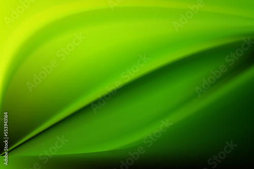 Abstract luxurious green silk wave. Bright wallpaper with draped fabric and smooth lines. Ecology and fashion.