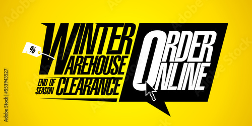Winter warehouse clearance - sale web banner or flyer mockup