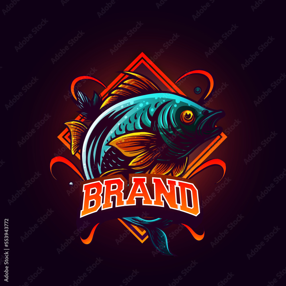 fish jumping mascot vector illustration