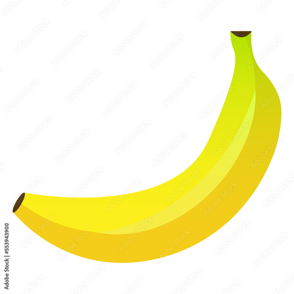 Vector image of a banana. The concept of healthy food and fresh fruit. Tropical fruits, banana snacks or vegetarian meals.