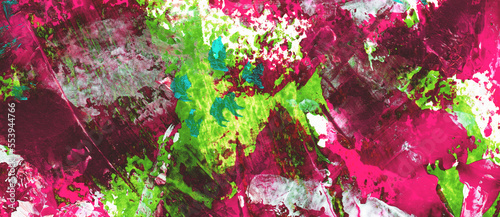 Creative banner with hand drawn abstract multicolored acrylic texture. Colourful background.