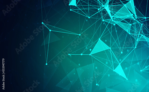 Digital technology banner blue green background concept, cyber technology light effect, abstract tech, innovation future data, internet network, Ai big data, lines dots connection, illustration vector