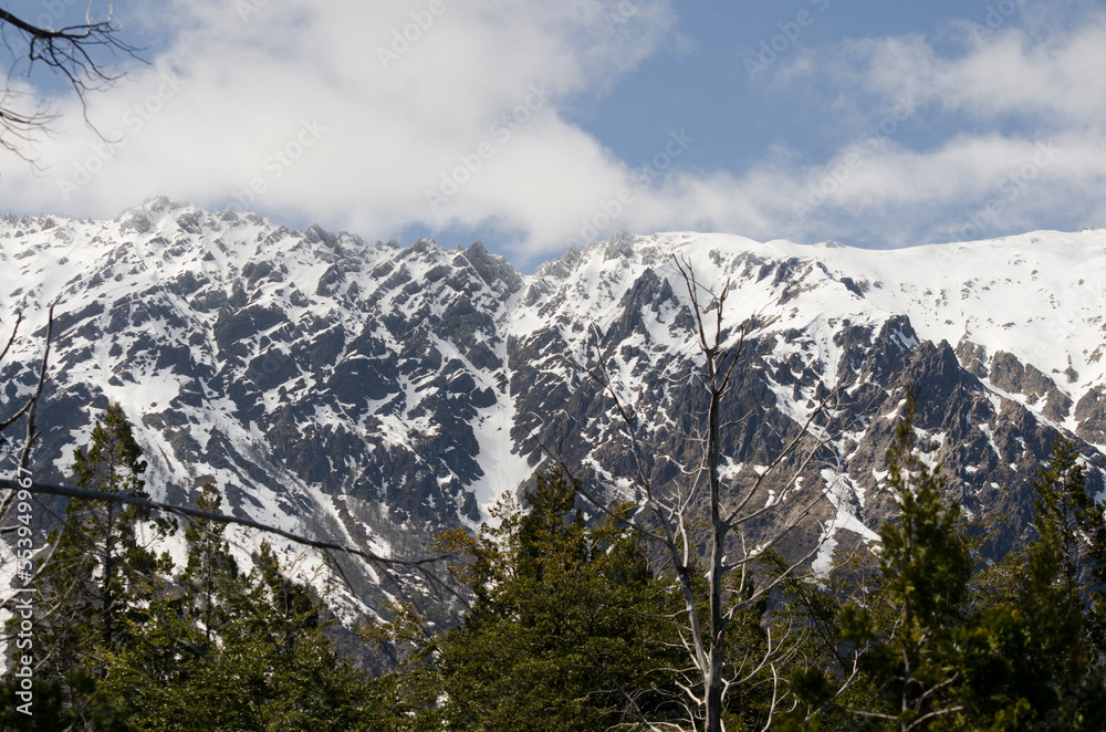 snowy mountain peaks in the andes range