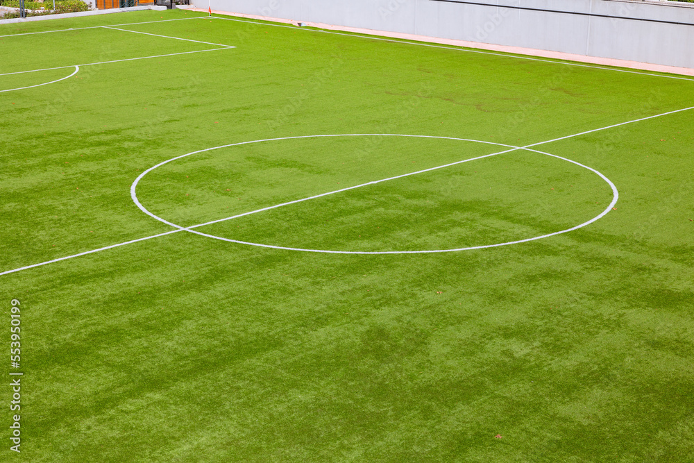 Soccer or football field. Center circle and halfway line of a soccer field Soccer or football field. Center circle and halfway line of a soccer field