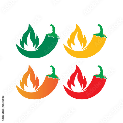 Red chili pepper icon, logo vector illustration design