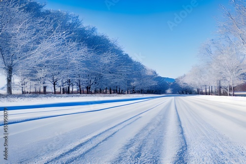 雪道と青空　with generative ai