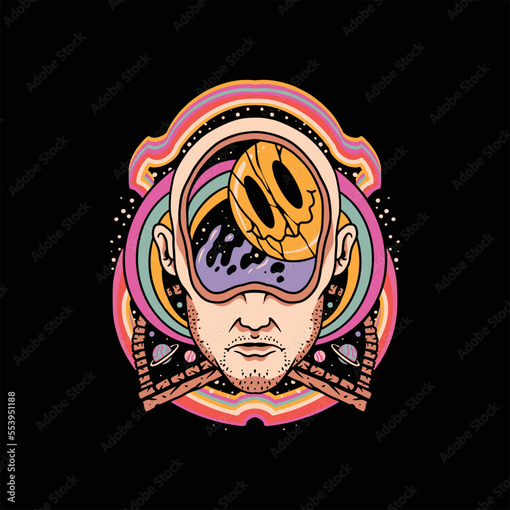 Obraz premium trippy mind illustration vector design