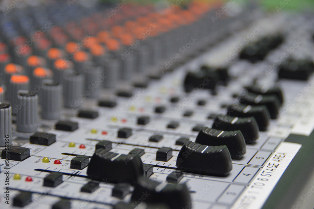 Audio mixing console board Audio mixing console board