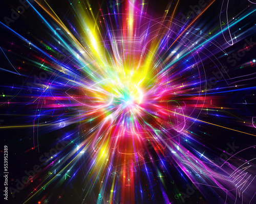 Fototapeta Naklejka Na Ścianę i Meble -  Abstract space background - supernova big bang. Space time travel technology background. Abstract bright glitter background. Space illustration.
