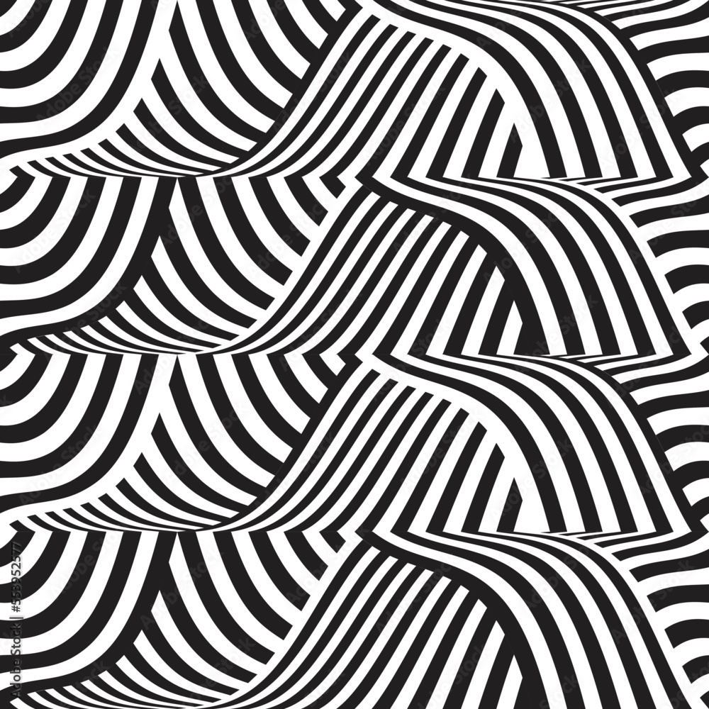 Warped pattern with lines.Unusual poster Design .Vector stripes .Geometric  texture
