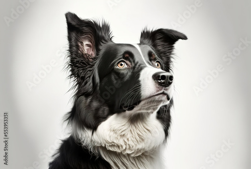 Border Collie Dog in Surprize, Isolated on White Background, Portraut. Generative AI © 2rogan