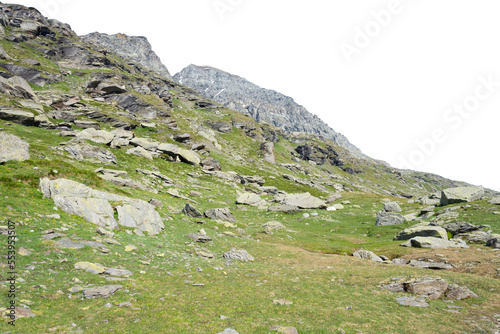 Isolated PNG cutout of a mountain in summer in the Alps on a transparent background, ideal for photobashing, matte-painting, concept art © NomadPhotoReference