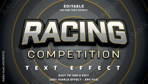 racing competition editable text effect with modern and simple style, usable for logo or campaign title