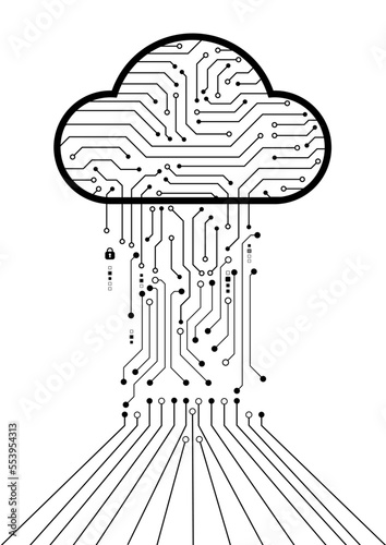 Cyber security log with circuit board cloud storage for technology background, Vector illustration design