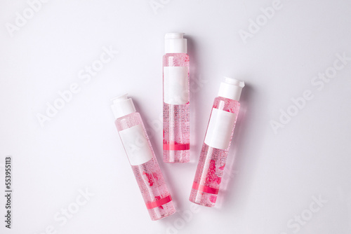 skincare products blank packages composition on white background. Feminine cosmetics mockups for advertising design