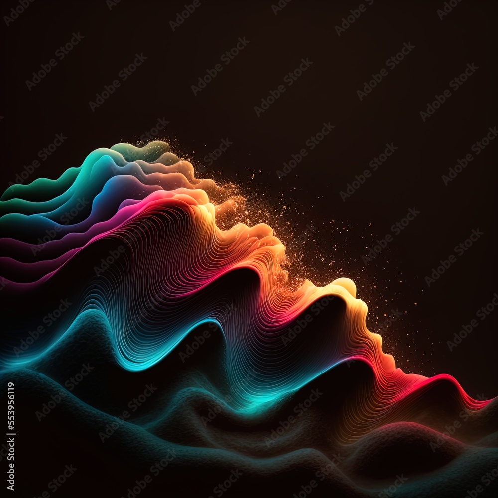 Obraz premium Colorful psychedelic 3d waveforms. Greate for banners, DJ's, parties, technology and more.
