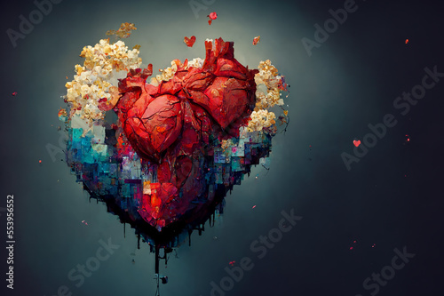 Heart drawn in PixelArt  Background Heart and love Pictures with blood in HD