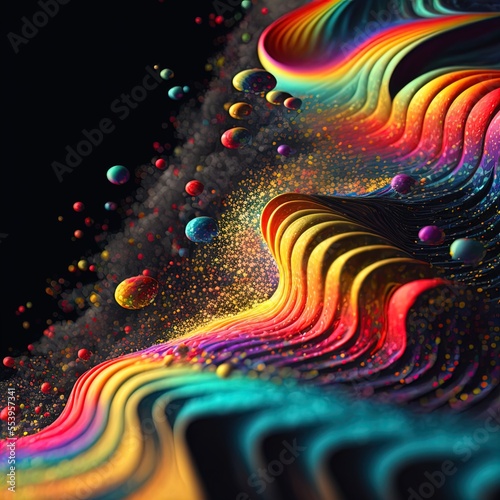 Colorful psychedelic 3d waveforms. Great for banners  DJ s  parties  technology and more. 