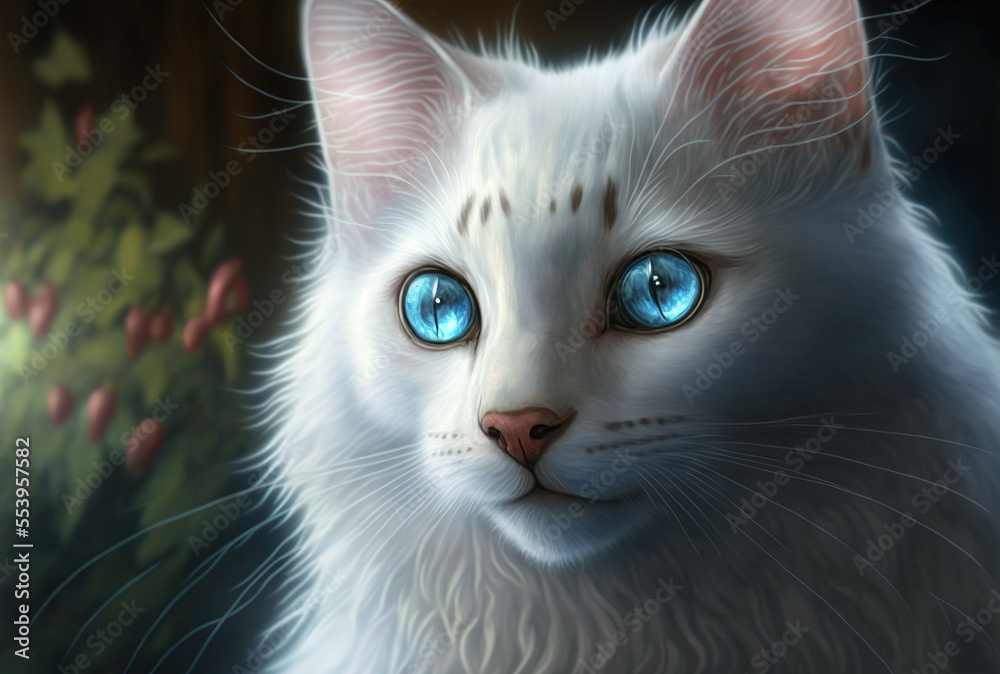 White cat with blue eyes that is amusingly playful. Generative AI White cat with blue eyes that is amusingly playful. Generative AI