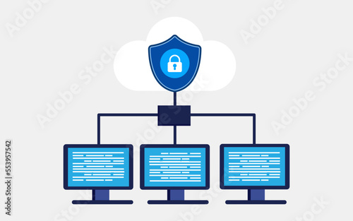 Cloud to store and link data from multiple computers. The internet of things and cloud computing. 