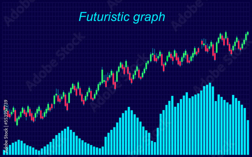 Financial chart with moving up stock market with graph. Chart in financial market vector illustration