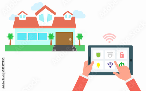 Smart home-controlled smartphone. Internet of things technology of home automation system.