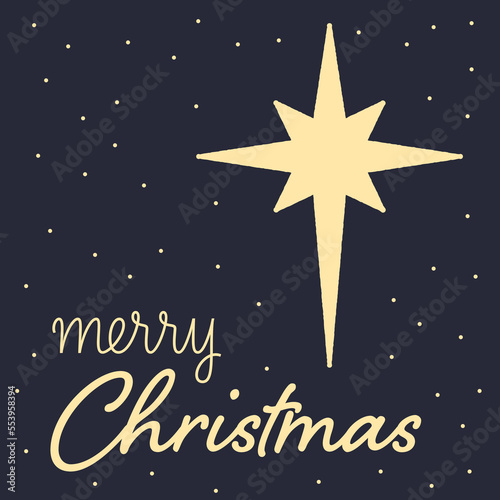 Merry Christmas background. Star in the night sky.