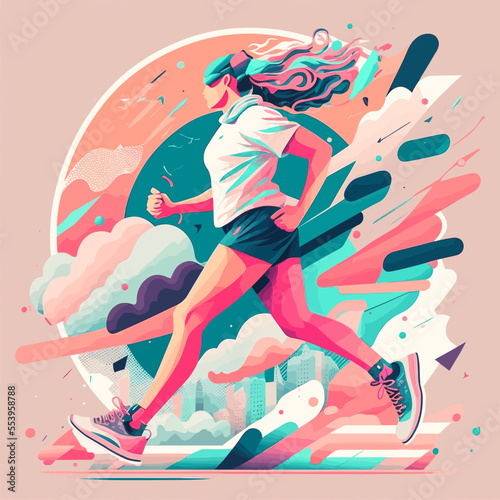 a woman jogging at winter time