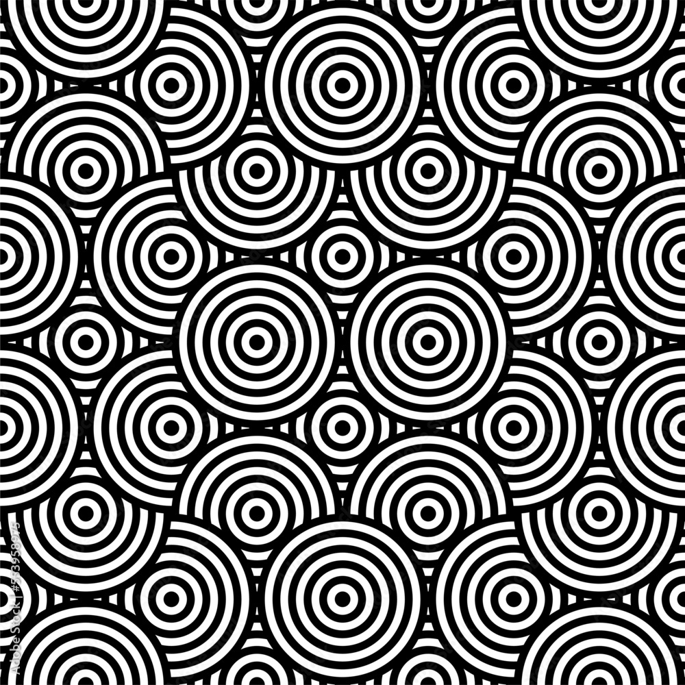 Seamless pattern with twisted lines vector linear tiling background stripy weaving optical maze twisted stripes.Black and white design.Stripy seamless pattern with woven lines geometric abstract.