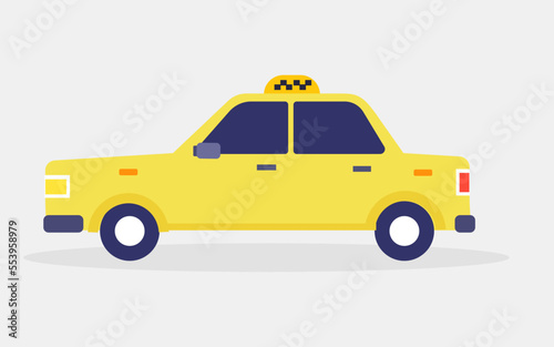 Yellow taxi car. side view. vector illustration in simple flat design.