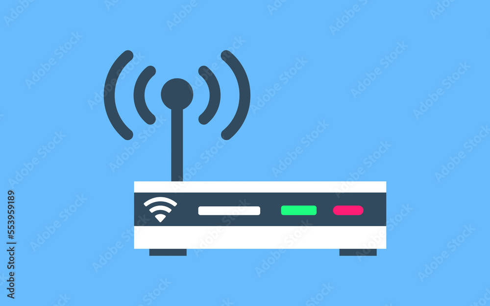 Wireless Wi-Fi router and signal symbol flat vector illustration design. Wireless Wi-Fi router and signal symbol flat vector illustration design.